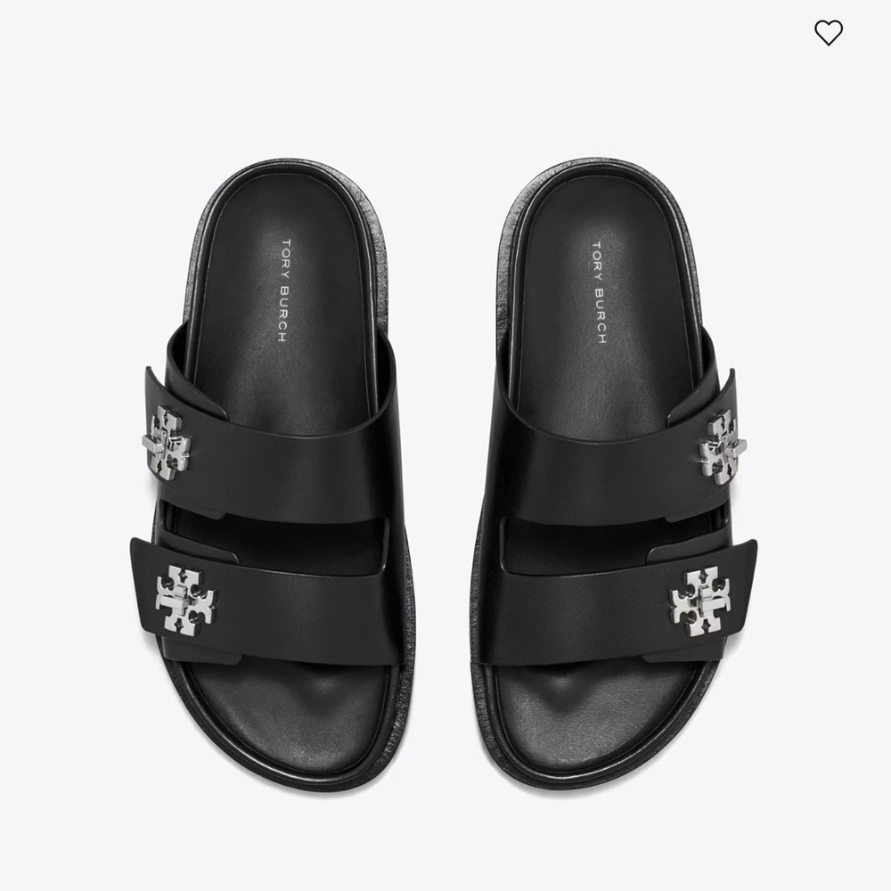 Tory Burch Black Turnlock Sport Slides with Silver Accents - Picture 5 of 6